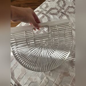 CULT GAIA Elegant White Bamboo Handbag